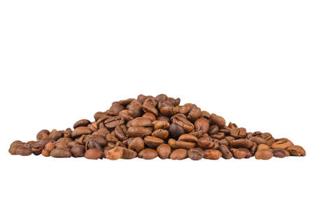 handful of coffee beans isolatedの写真素材
