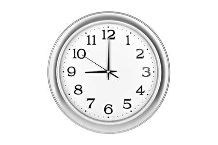 wall clock in silver color isolatedの写真素材