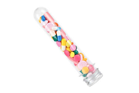 medical colored pills in capsule isolatedの写真素材