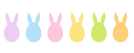 set of easter colored eggs with bunny earsのイラスト素材