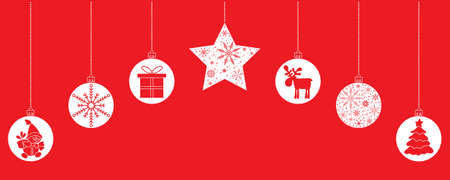 red background christmas ornamentsのイラスト素材
