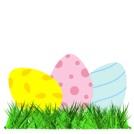 easter colored eggs on the grassのイラスト素材