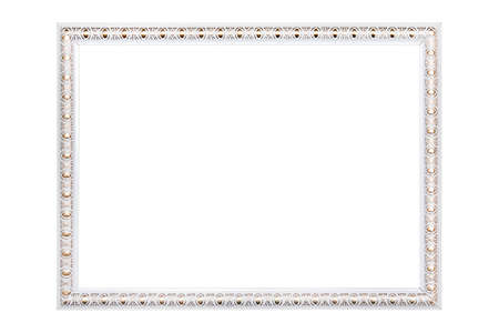 white frame with golden pattern for photo, certificate isolatedの写真素材