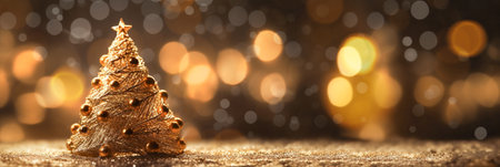 Golden shiny Christmas tree, banner.aiの素材
