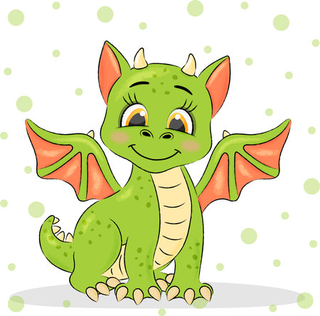 greeting card cute green dragonの写真素材