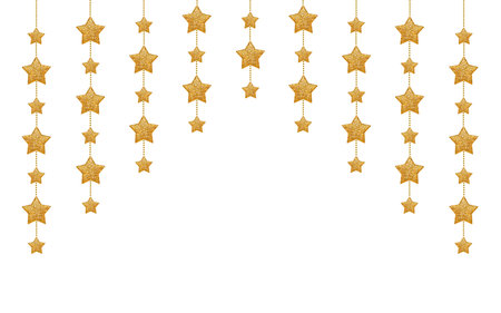 Christmas garland with stars isolatedの写真素材