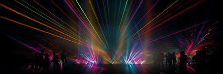 disco stage with bright raysの素材