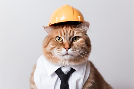 cute cat in a construction helmetの素材