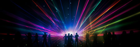 disco stage with bright raysの素材