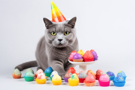 cute cat celebrating birthdayの素材