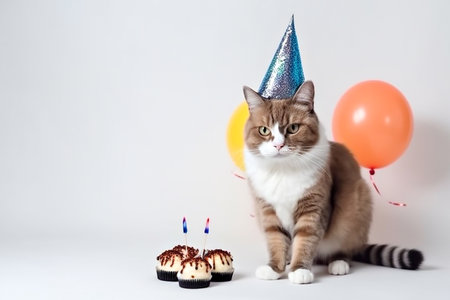 cute cat celebrating birthdayの素材