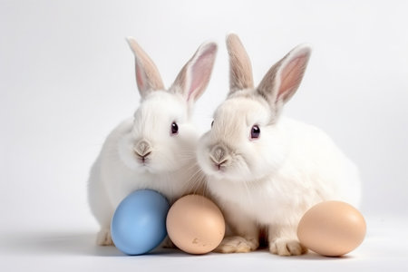 Easter background with bunny and eggsの素材