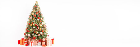 Christmas tree with gifts on a light backgroundの素材