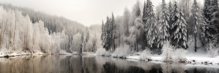 Lake in a snowy winter lion in the mountains