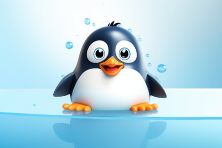 Cute cartoon penguin on ice.の素材