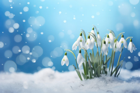 Spring background snowdrops.の素材