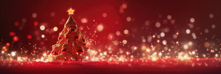 Christmas tree made of glitter, glitter and bokeh.の素材