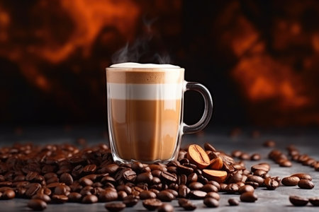 Coffee mug with coffee beans.の素材