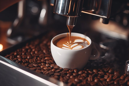 Barista's hands making coffee.の素材