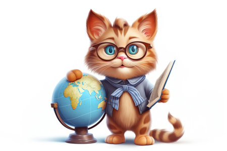 Cartoon Cat Goes Back to School.の素材