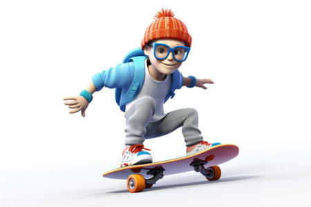 Cartoon boy on a Skateboard.の素材