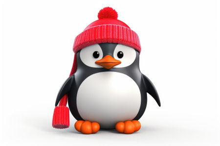 Cartoon penguin on light background.の素材