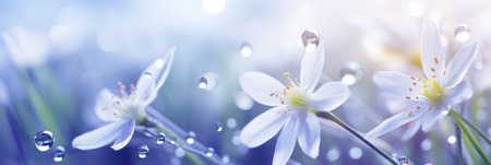 Spring flowers with dew drops.の素材