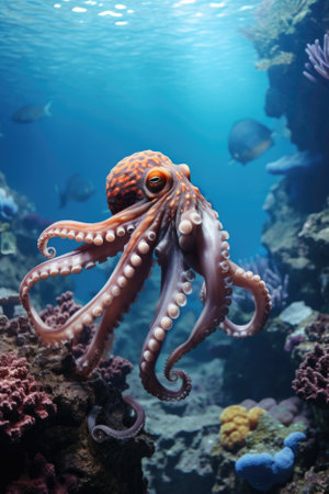 sea background Octopus in the ocean.の素材