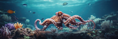 sea background Octopus in the ocean.の素材