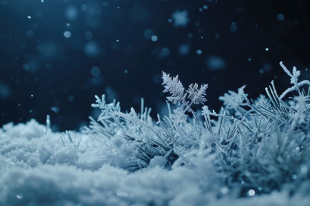 Frozen plants with snowの素材