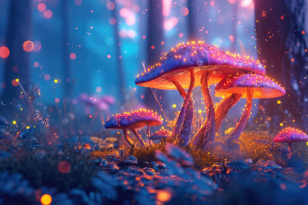 Fabulous Magic Mushrooms in the Forest.の素材