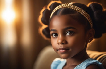 Portrait of a cute little black girl.の素材