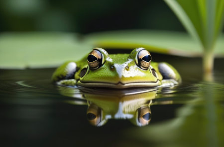 Green frog close up.の素材