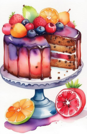Watercolor Fruit Cake.の素材