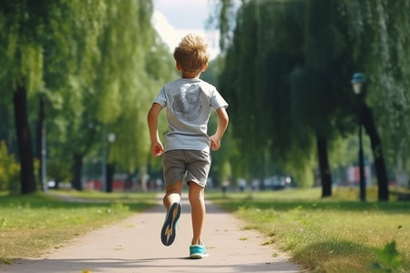 Child running in the park.の素材