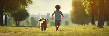 Child running in the park.の素材