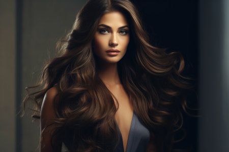 portrait of a brown-haired girl.の素材