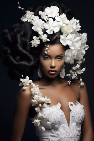 Portrait of a beautiful black bride girl.の素材