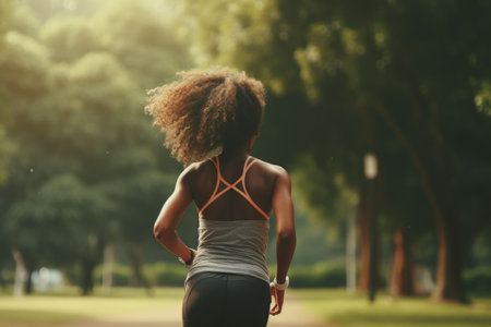 Woman running in the park.の素材