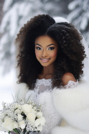 Portrait of a beautiful black bride girl.の素材