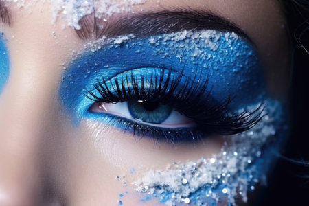 Close-up of female eye with Christmas makeup.の素材