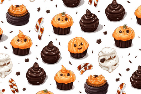 Pattern of cake on white background.の素材