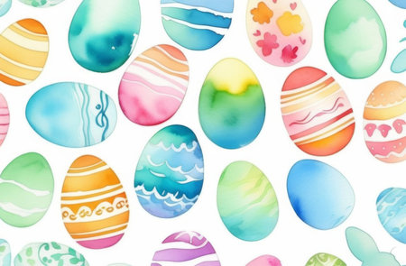 Watercolor Easter pattern.の素材