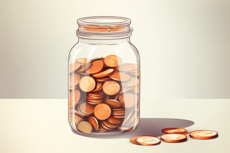 Money coins in a glass jar.の素材