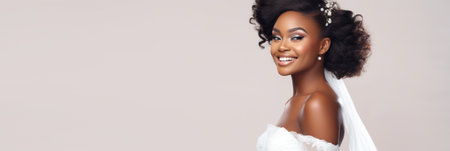 Portrait of a beautiful happy black bride.の素材