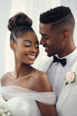 Portrait of beautiful happy bride and groomの素材