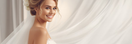 Portrait of a beautiful happy brideの素材