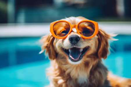 Funny dog in sunglasses.の素材