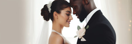 Portrait of beautiful happy bride and groomの素材