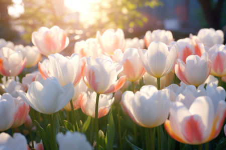 White tulips close up.の素材